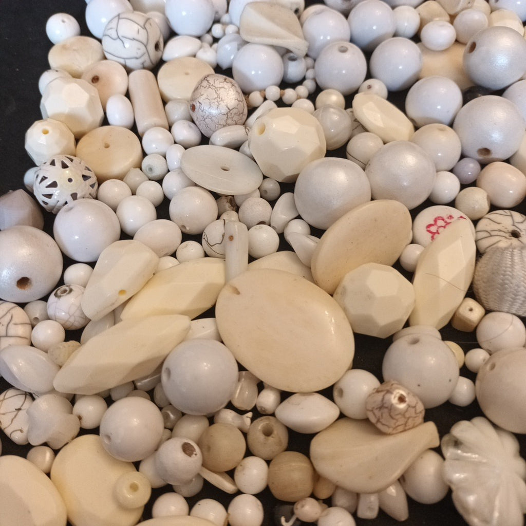 Whites Bead Bundle Mixed Sizes Shapes And Materials