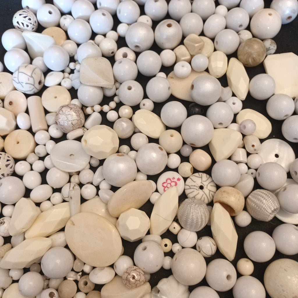 Whites Bead Bundle Mixed Sizes Shapes And Materials