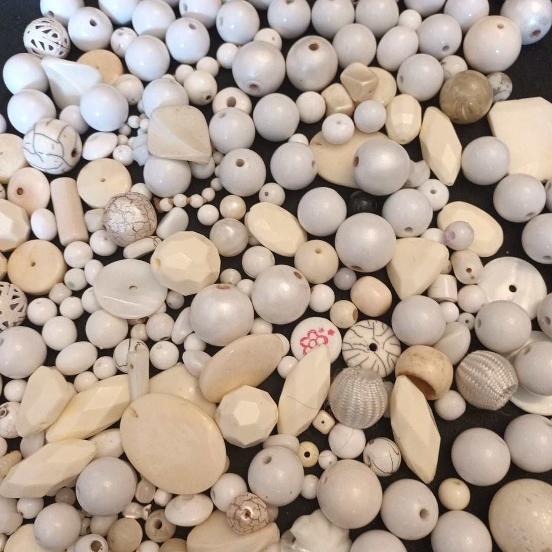 Whites Bead Bundle Mixed Sizes Shapes And Materials