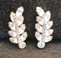 Costume Jewellery Clip On Earrings Silver Tone Clear Rhinestones 3.5cm Long
