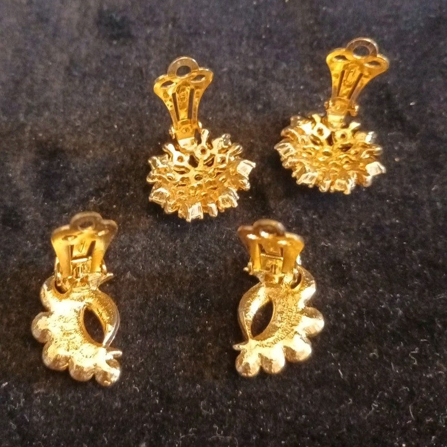 Gold Tone Clip On Earrings.  Two Pairs Vintage C&A Clip On Earrings