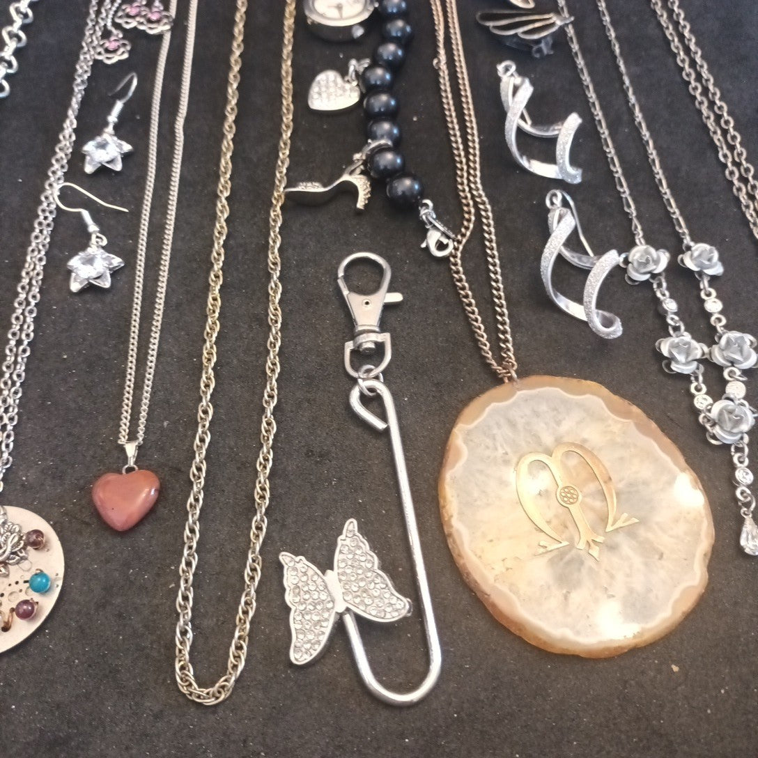 Costume Jewellery Necklaces Bracelets Bundle Joblot Glass Gem Stones Ceramic