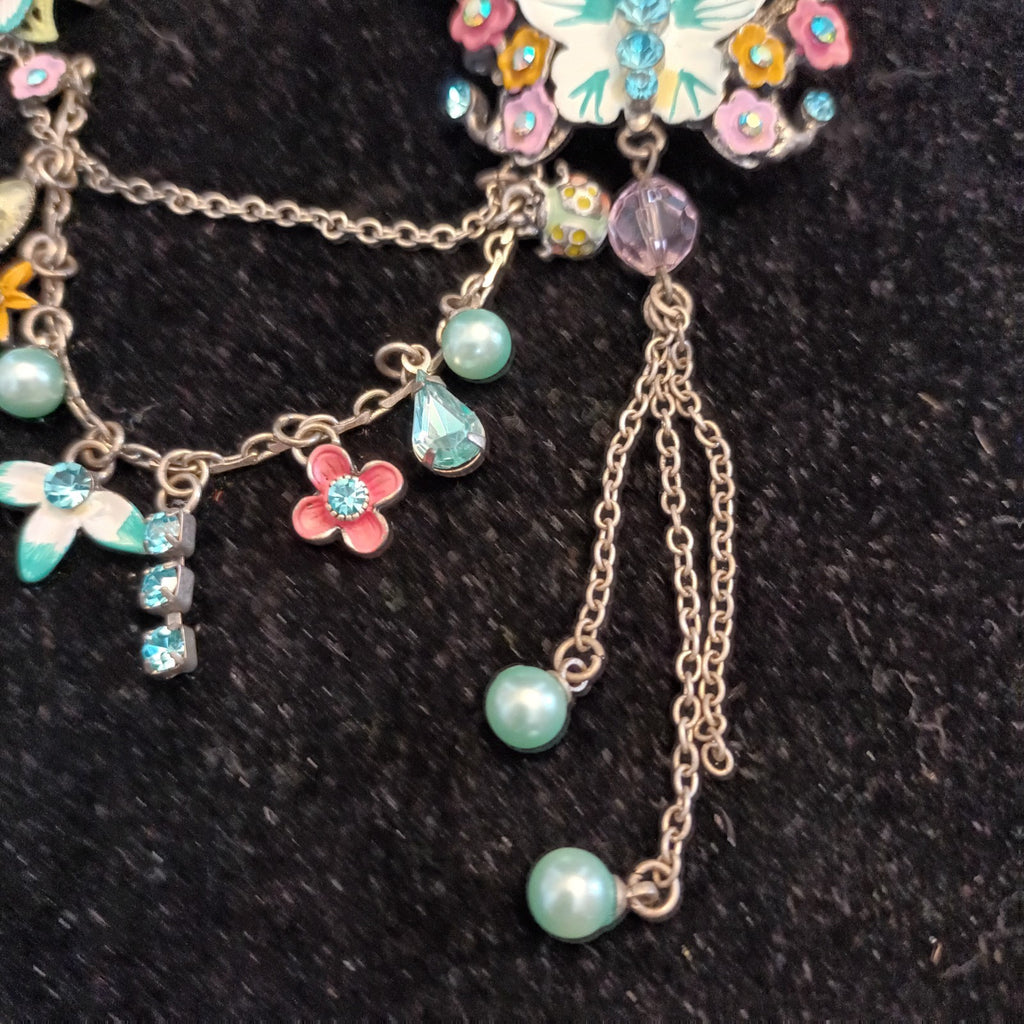 Brooch - Silver tone butterfly brooch - double brooch