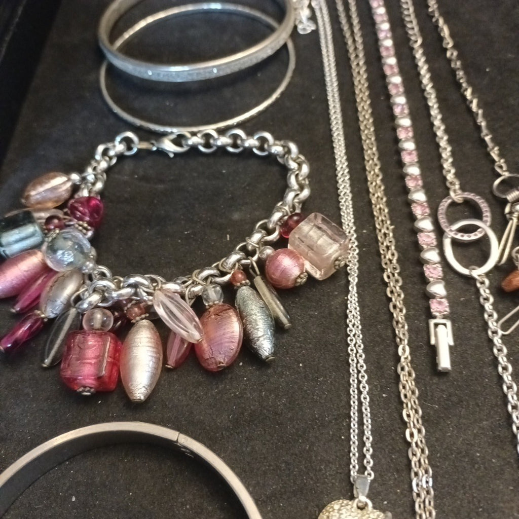 Silver Tone Costume Jewellery  Necklaces Bracelets Bundle Joblot 