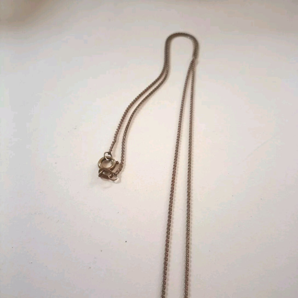 Pendant Necklace  Brass Tone Chain With Stone Pendant. Marked ZA-MI Italy