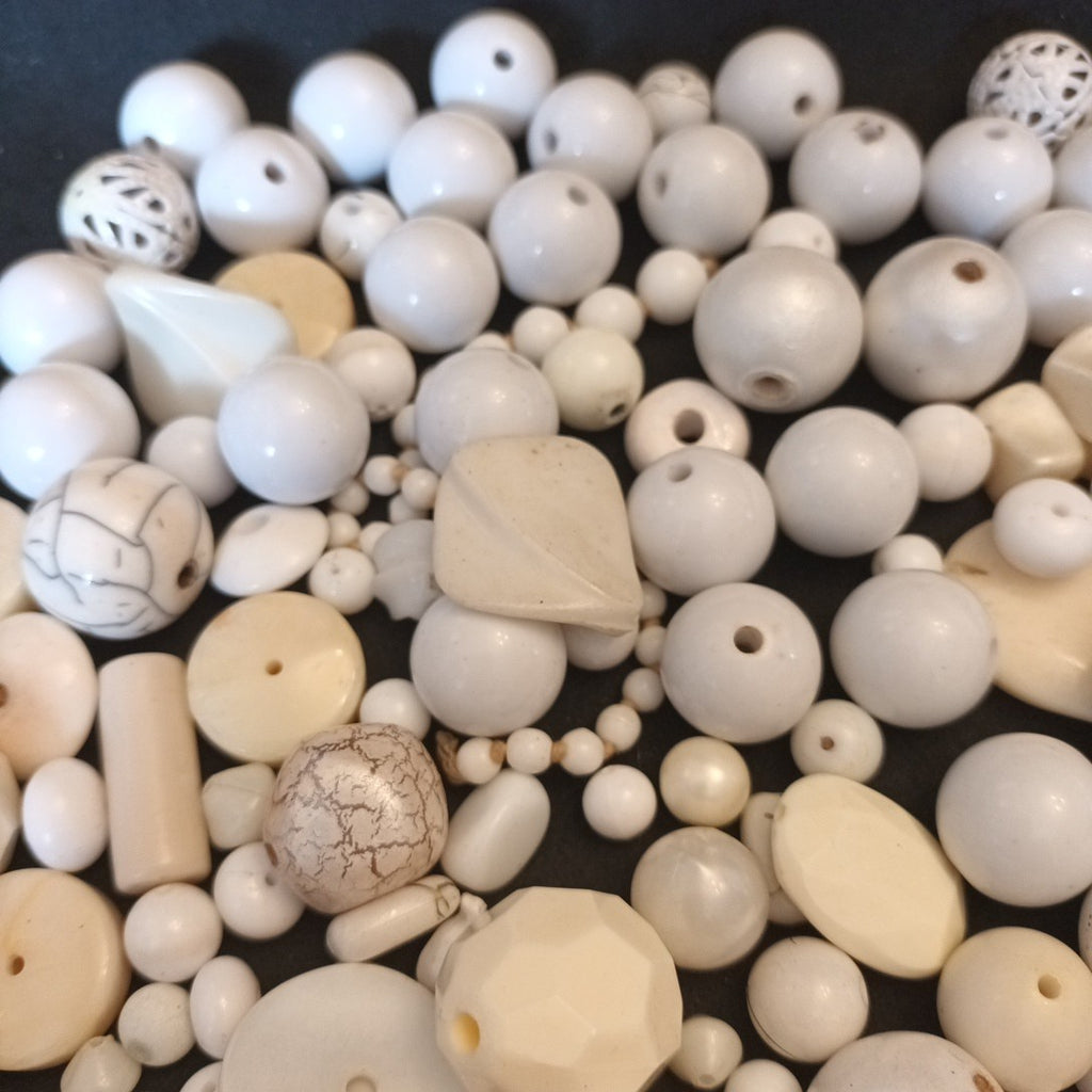 Whites Bead Bundle Mixed Sizes Shapes And Materials