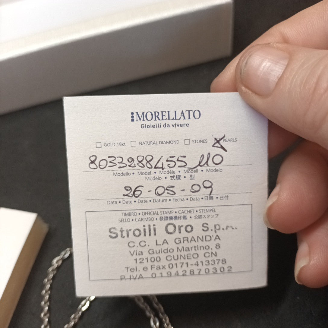 Morellato Stainless Steel And Pearl Necklace In Box.