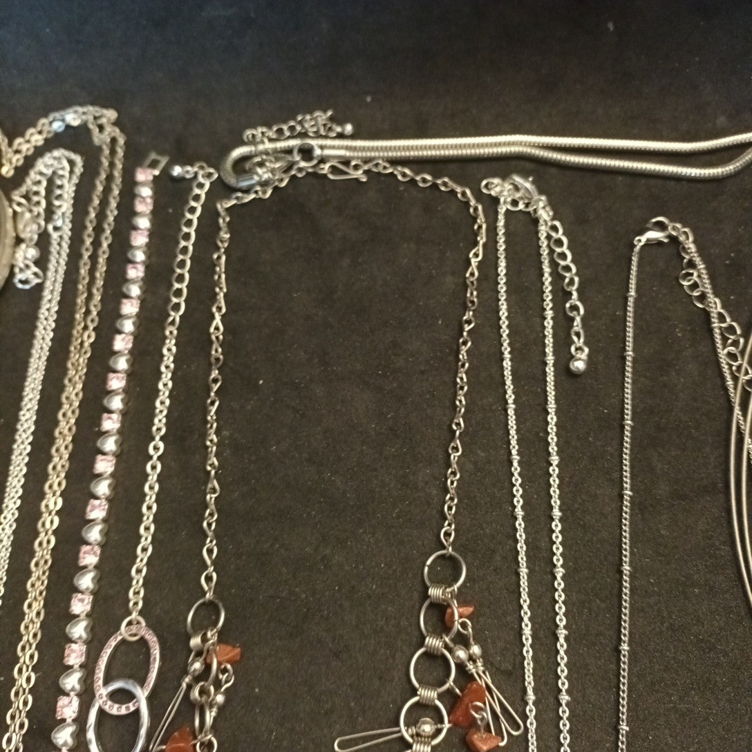 Silver Tone Costume Jewellery  Necklaces Bracelets Bundle Joblot 
