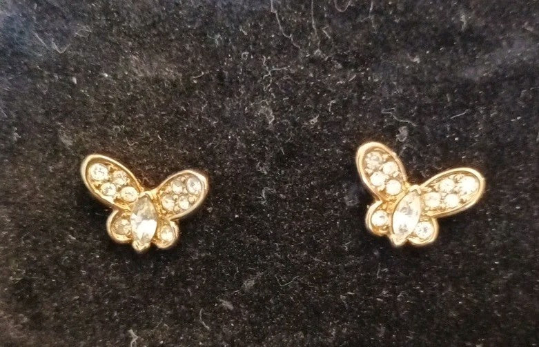 Atwood & Sawyer Gold Tone Earrings Butterfly