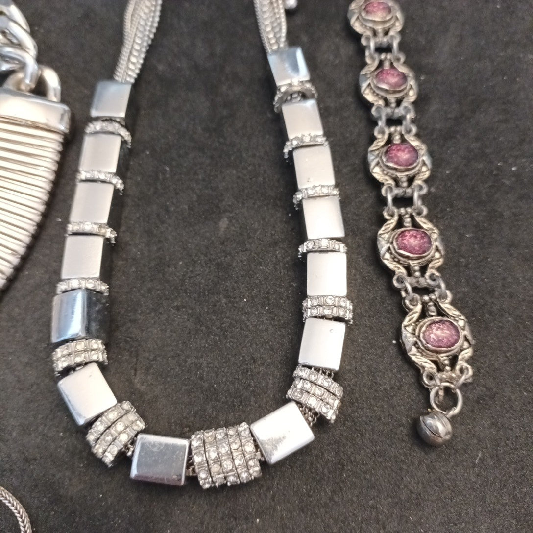 Silver Tone Costume Jewellery  Necklaces Bracelets Bundle Joblot 