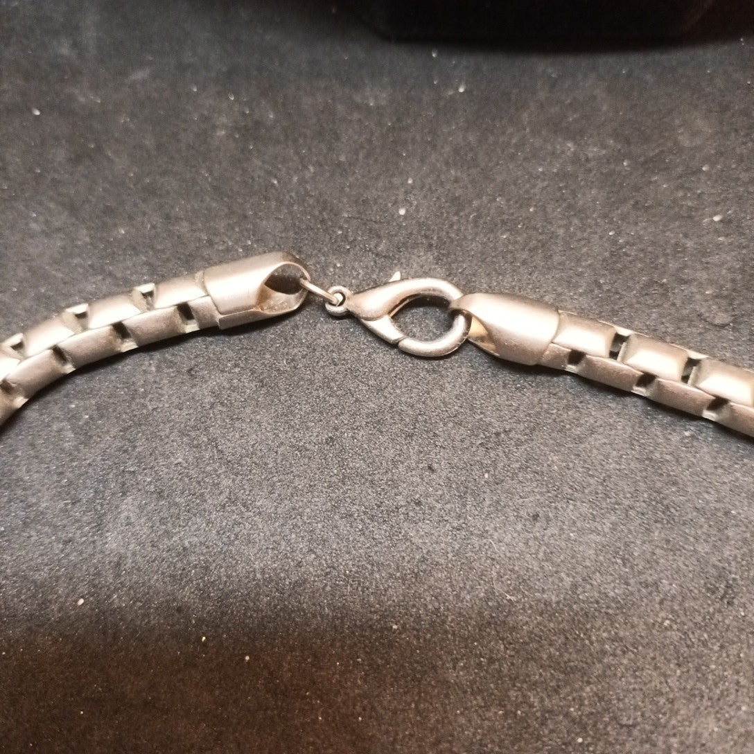 Necklace Matt Steel Silver Tone 47cm Long