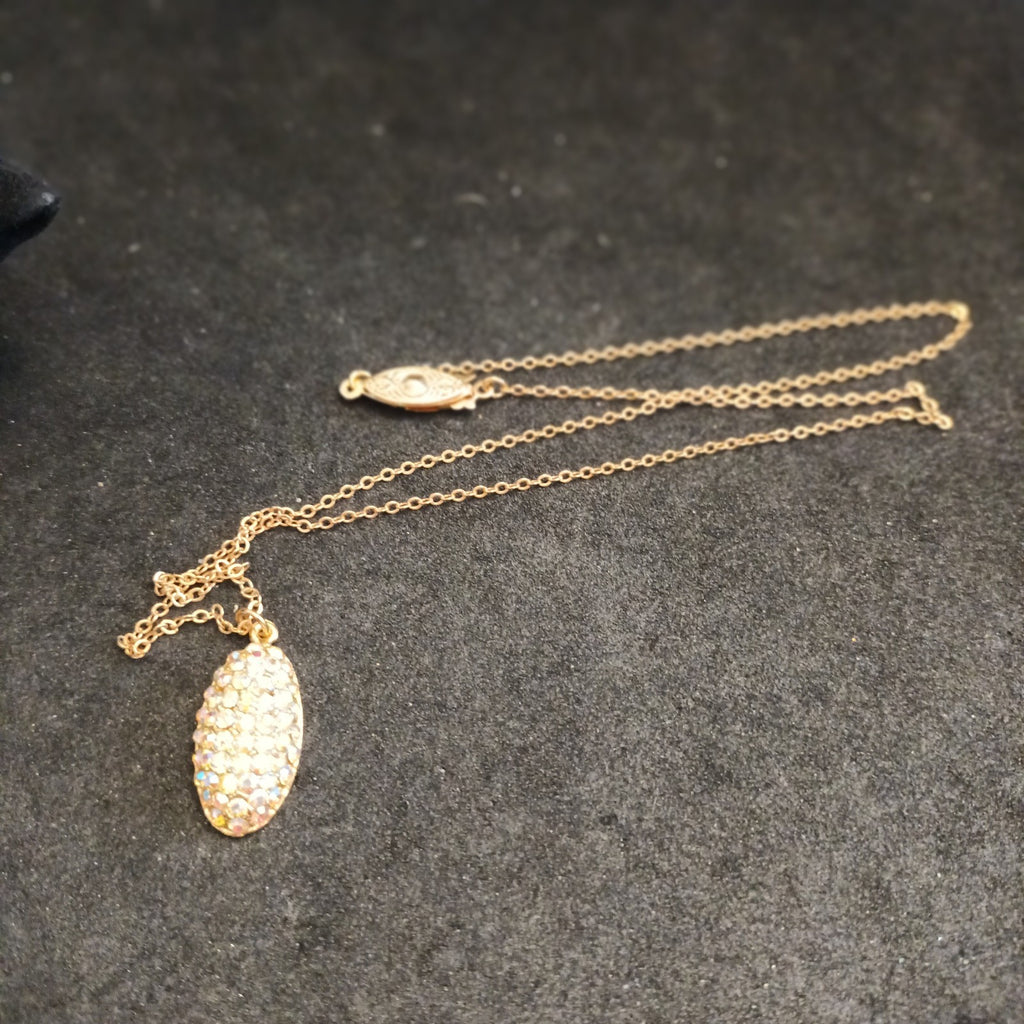 Tara Necklace And Earrings Set. Gold Tone. Rhinestones