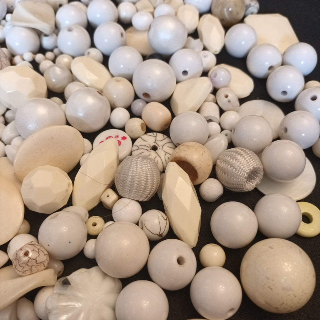 Whites Bead Bundle Mixed Sizes Shapes And Materials