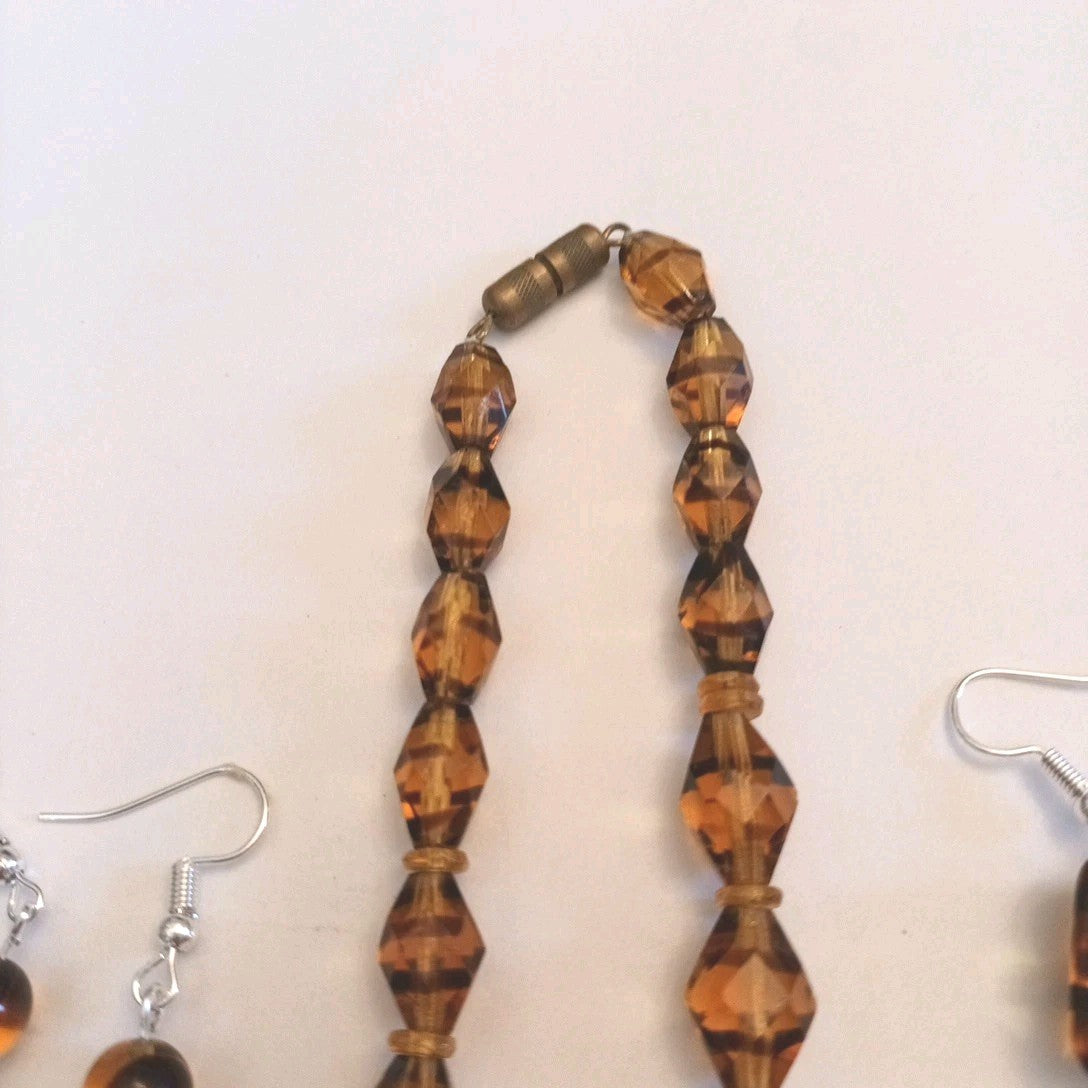 Costume Jewellery Necklace And Earrings Bundle Brown