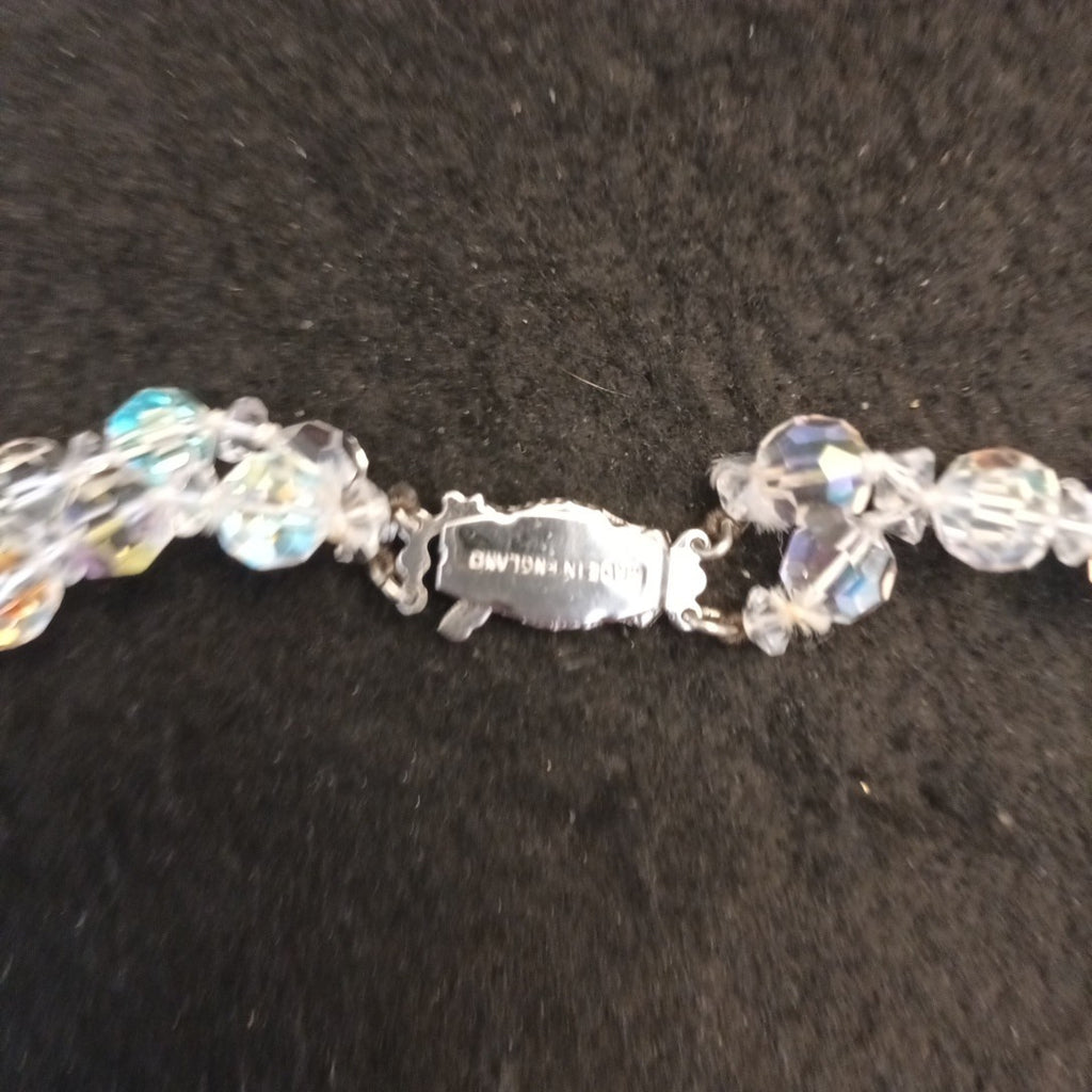 Necklace Costume Jewellery Faceted Ab Coated Glass Beads 2 Layers  16.5in Long