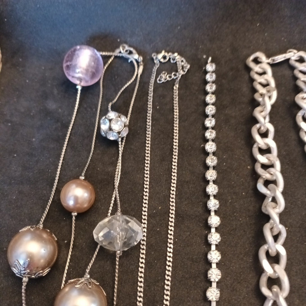 Silver Tone Costume Jewellery  Necklaces Bracelets Bundle Joblot 