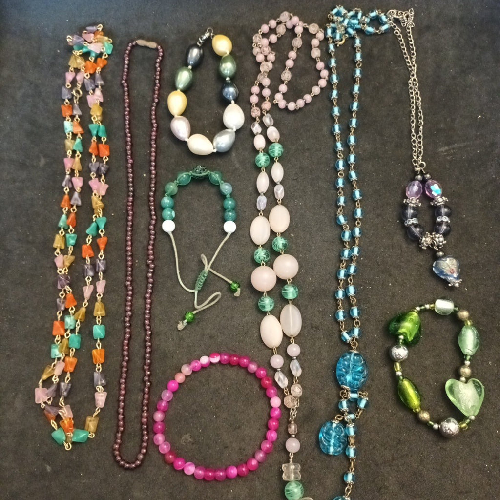 Glass Beaded Necklaces And Bracelets Bundle Joblot