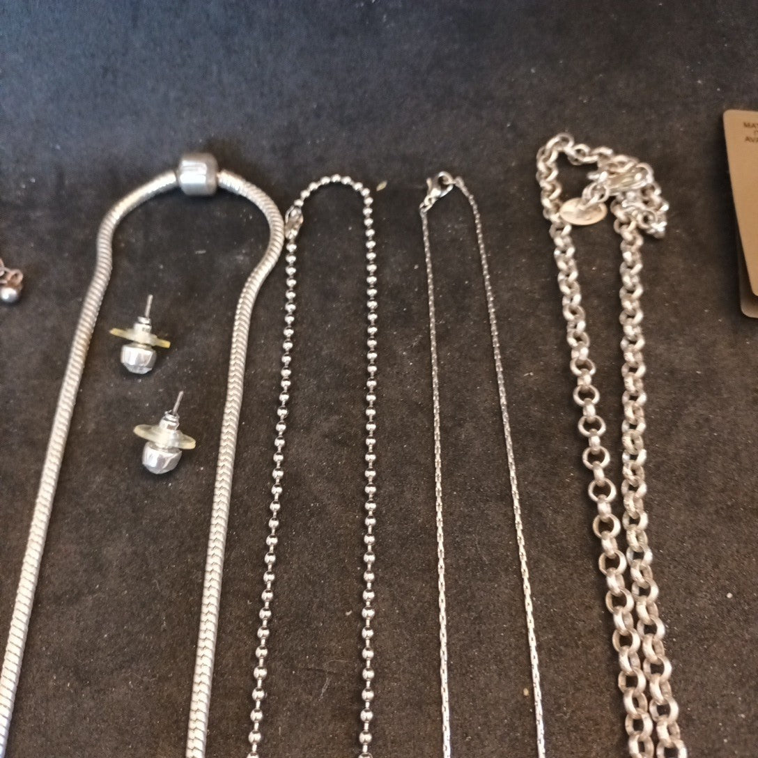 Silver Tone Costume Jewellery  Necklaces Bracelets Bundle Joblot 
