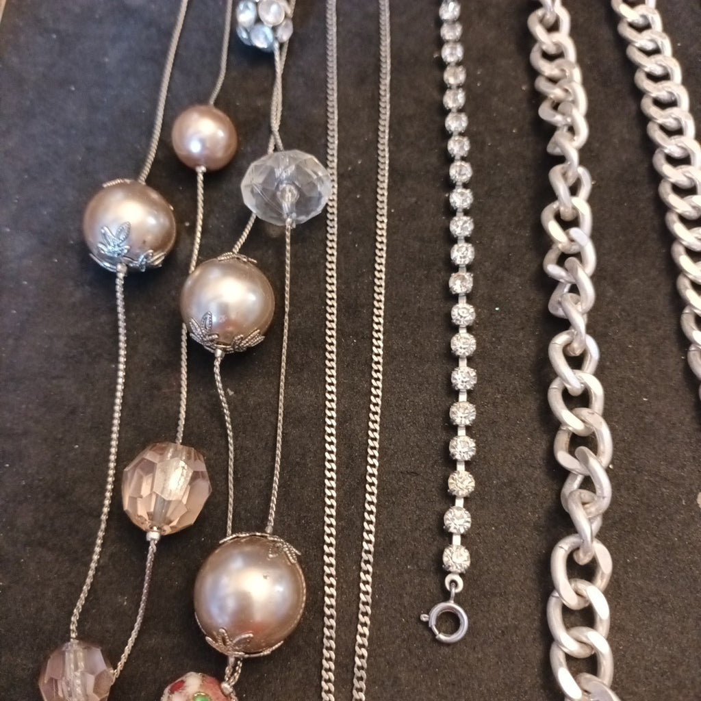 Silver Tone Costume Jewellery  Necklaces Bracelets Bundle Joblot 