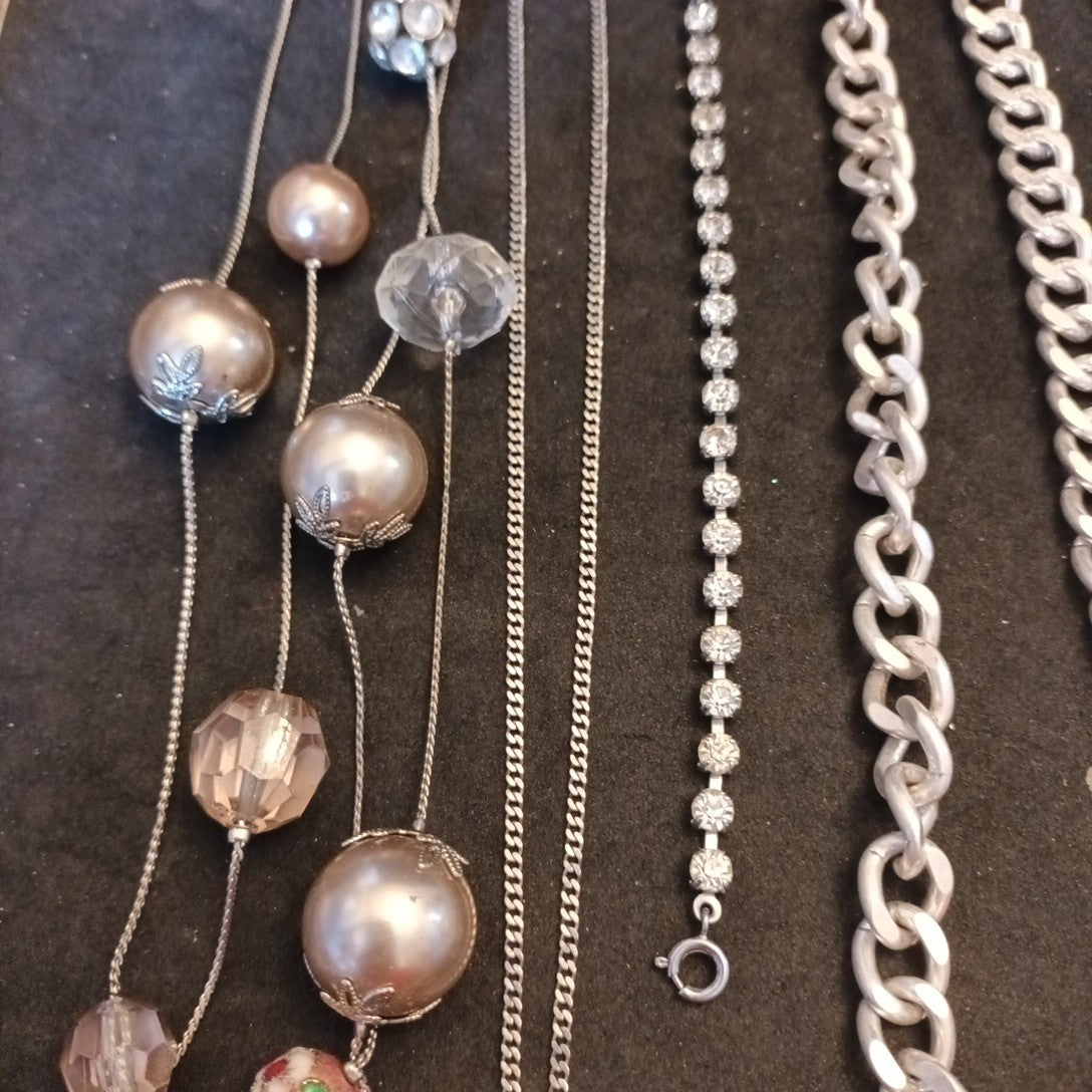 Silver Tone Costume Jewellery  Necklaces Bracelets Bundle Joblot 