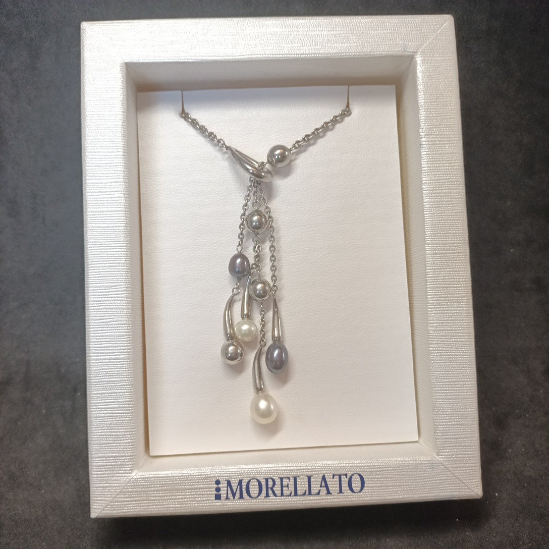 Morellato Stainless Steel And Pearl Necklace In Box.