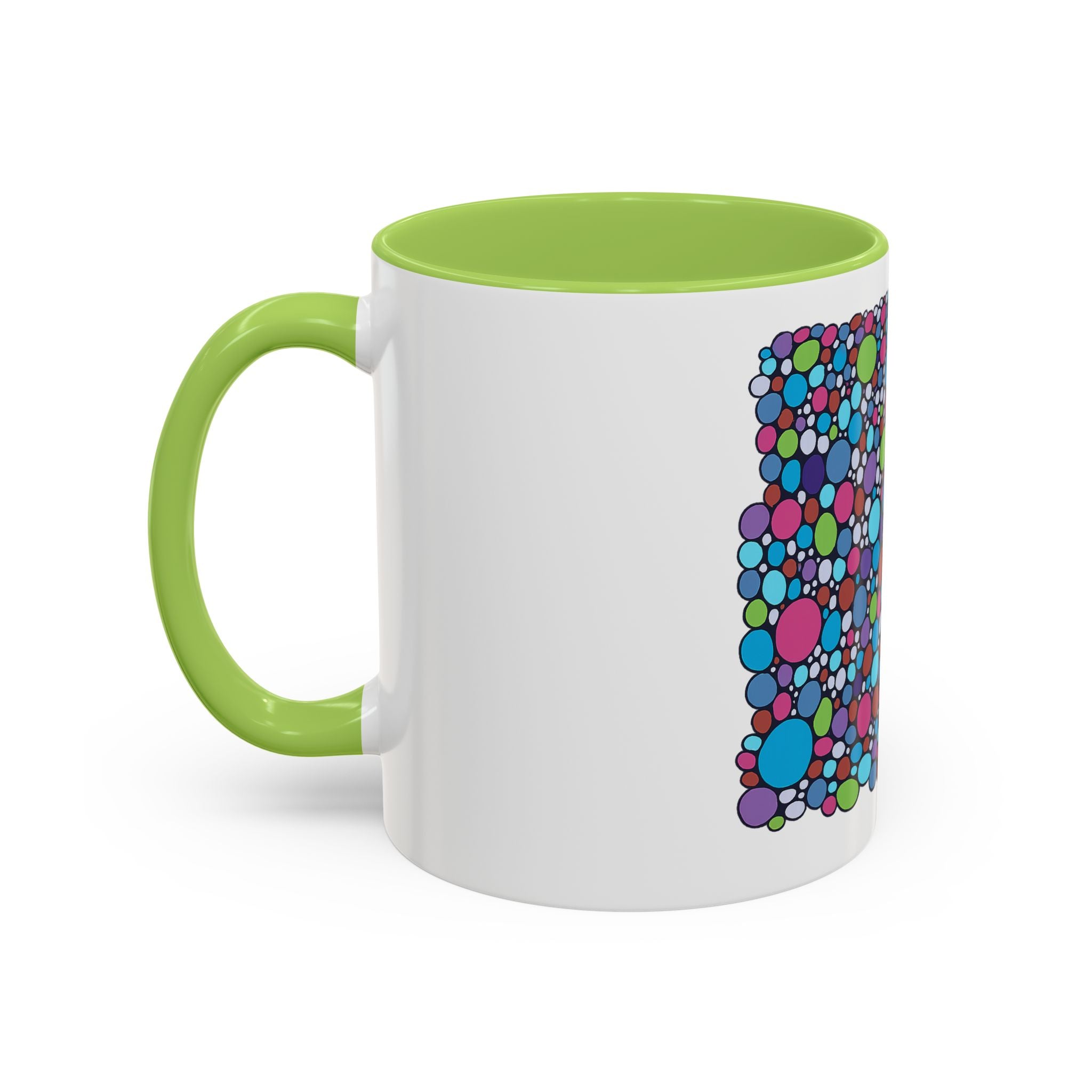Colourful Bubble Pattern Accent Coffee Mug — Vibrant Abstract Dots 11/15oz