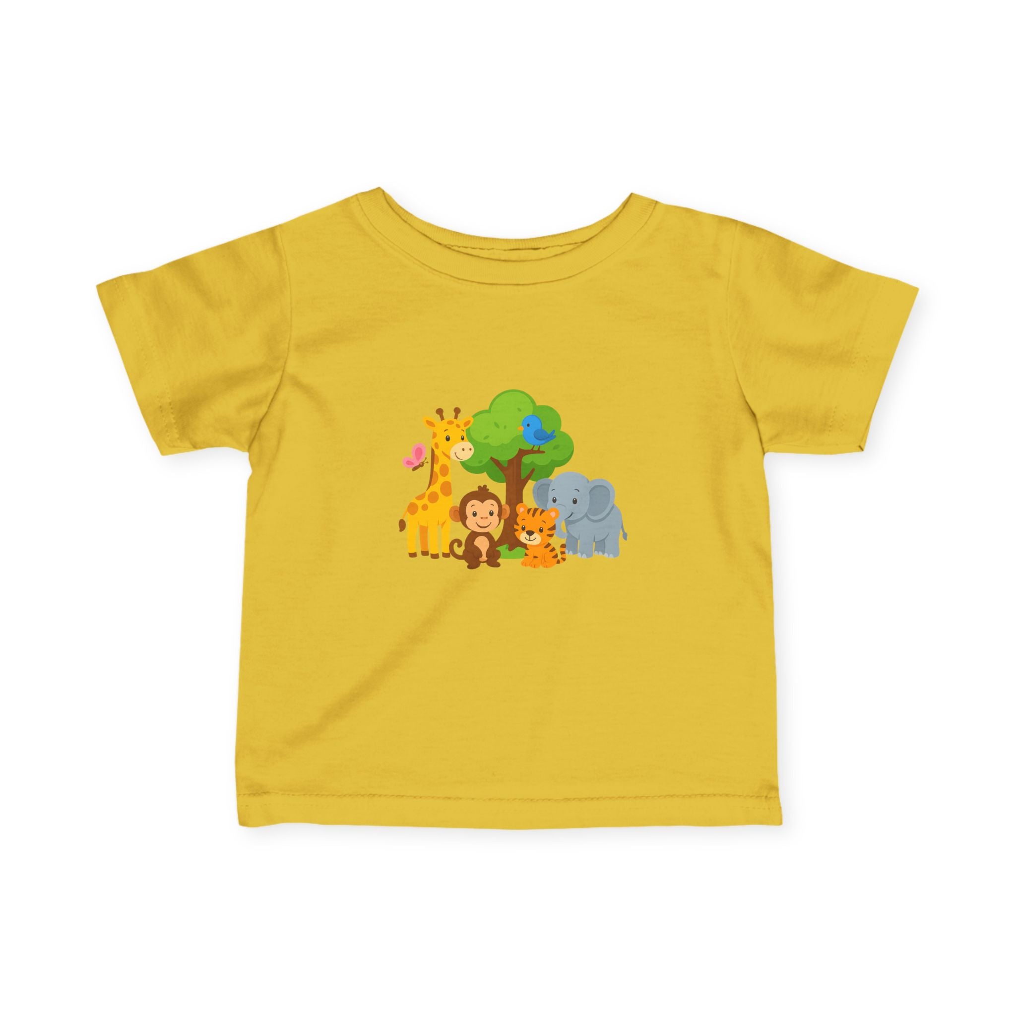 Infant Tee — Cute Safari Animals Baby Shirt (Giraffe, Monkey, Lion, Elephant)