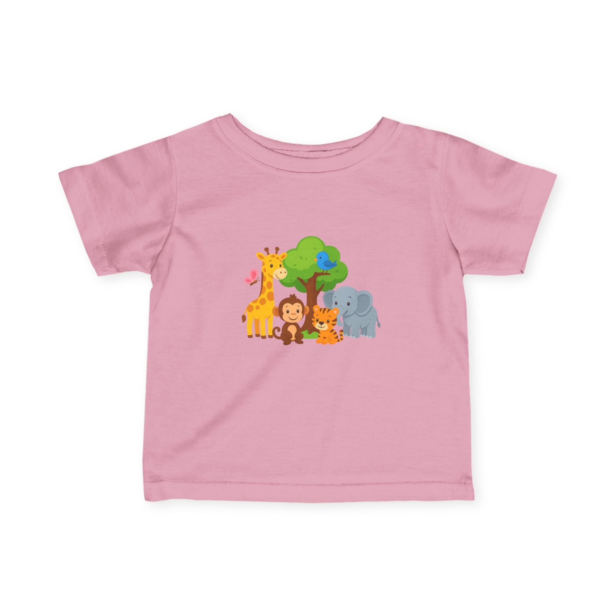 Infant Tee — Cute Safari Animals Baby Shirt (Giraffe, Monkey, Lion, Elephant)