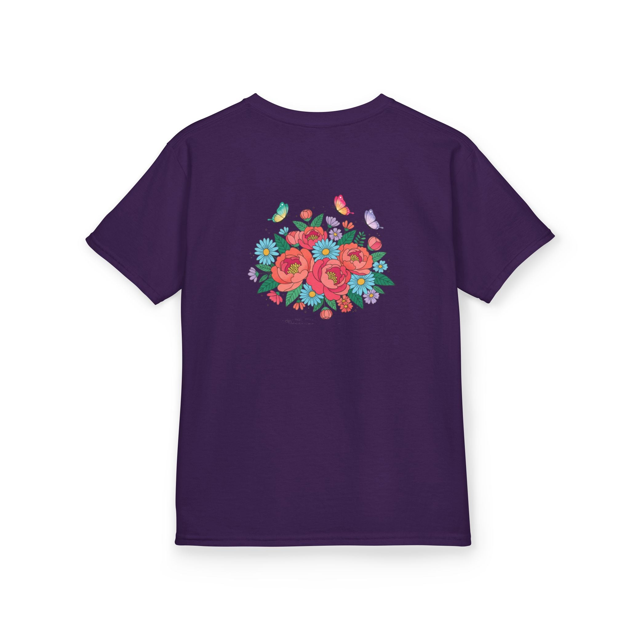 Kids Tee — Colorful Floral Bouquet with Butterflies