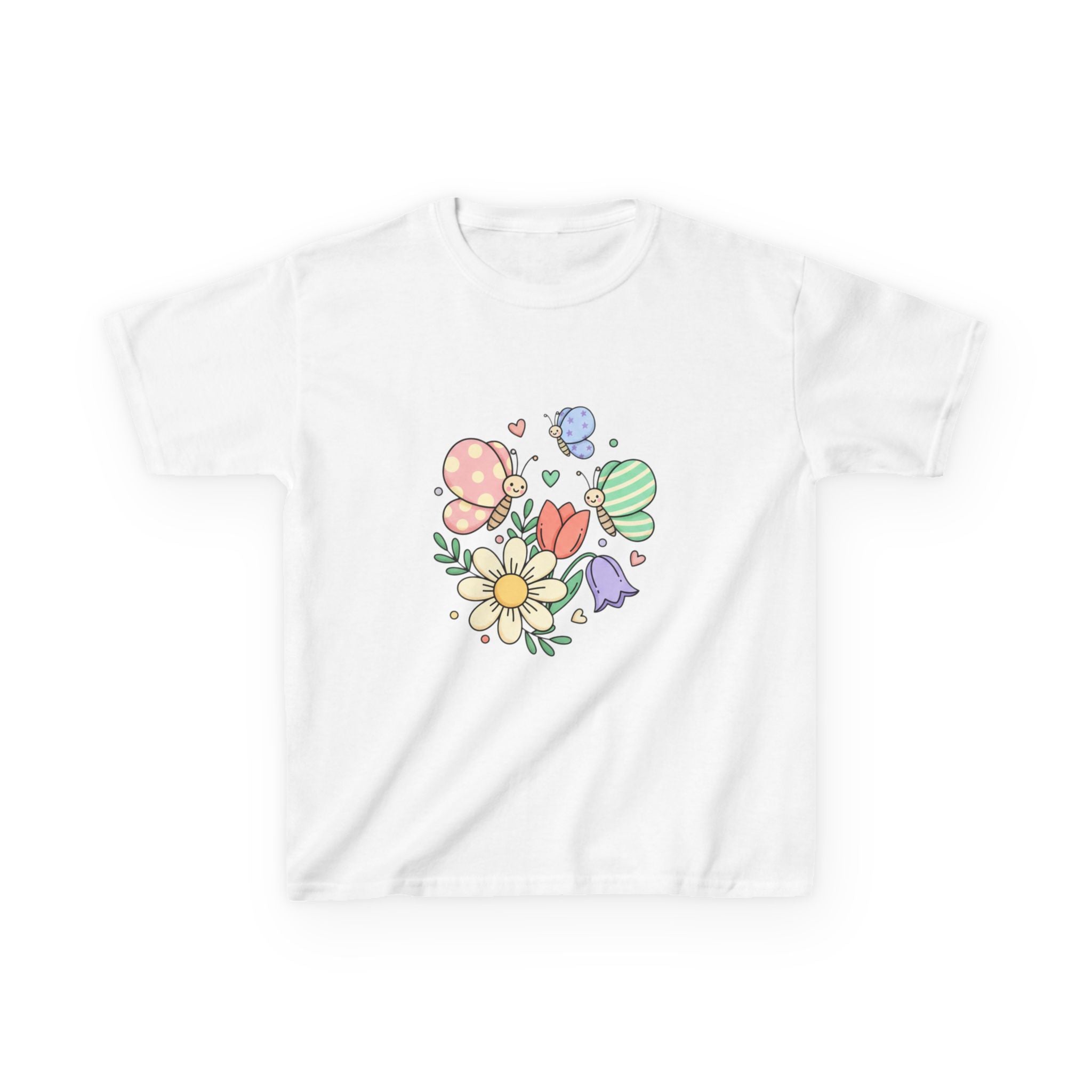 Kids Floral Butterfly Tee — Cute Pastel Flowers & Butterflies Personalized Shirt