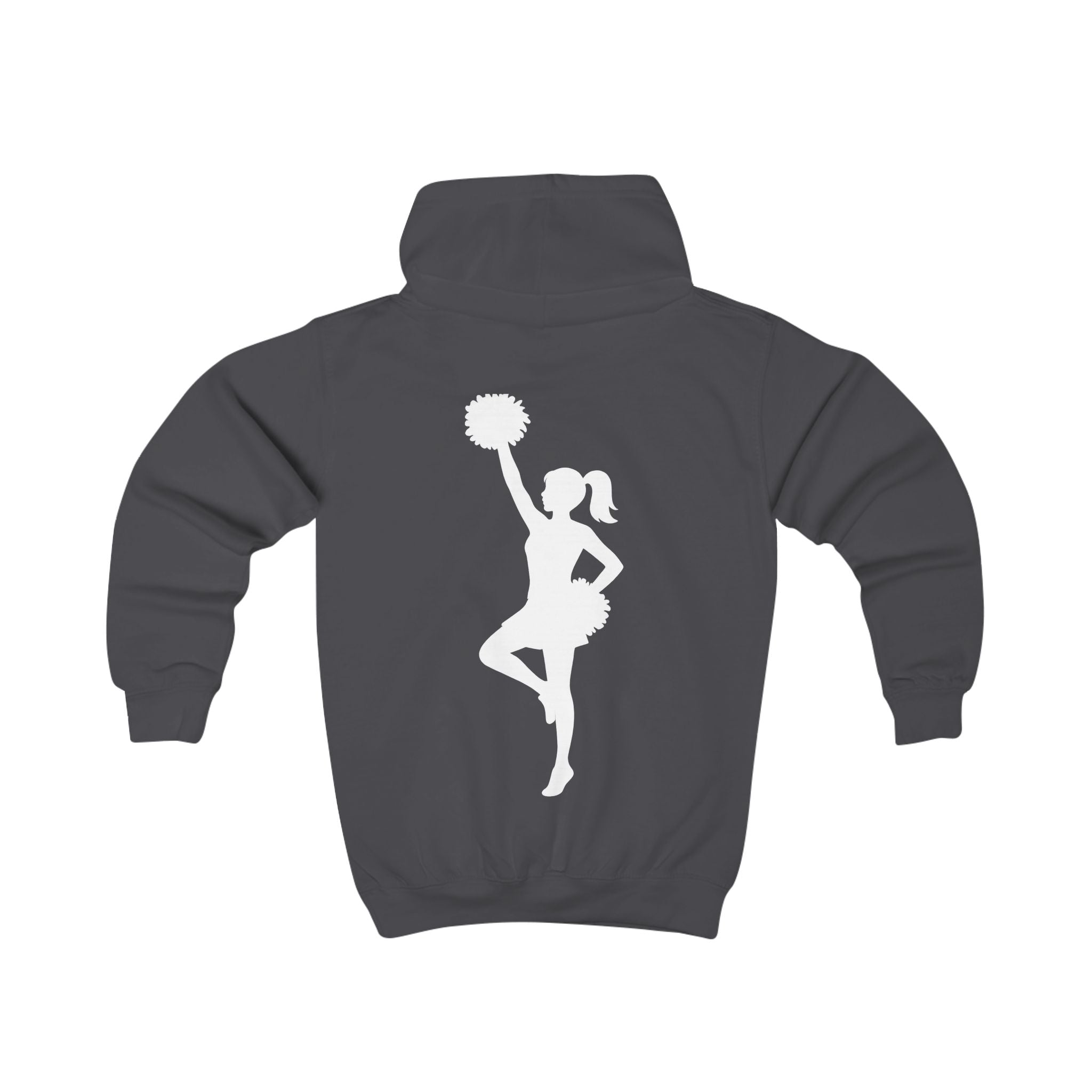 Kids Cheer Hoodie with Pom-Pom Cheerleader Silhouette