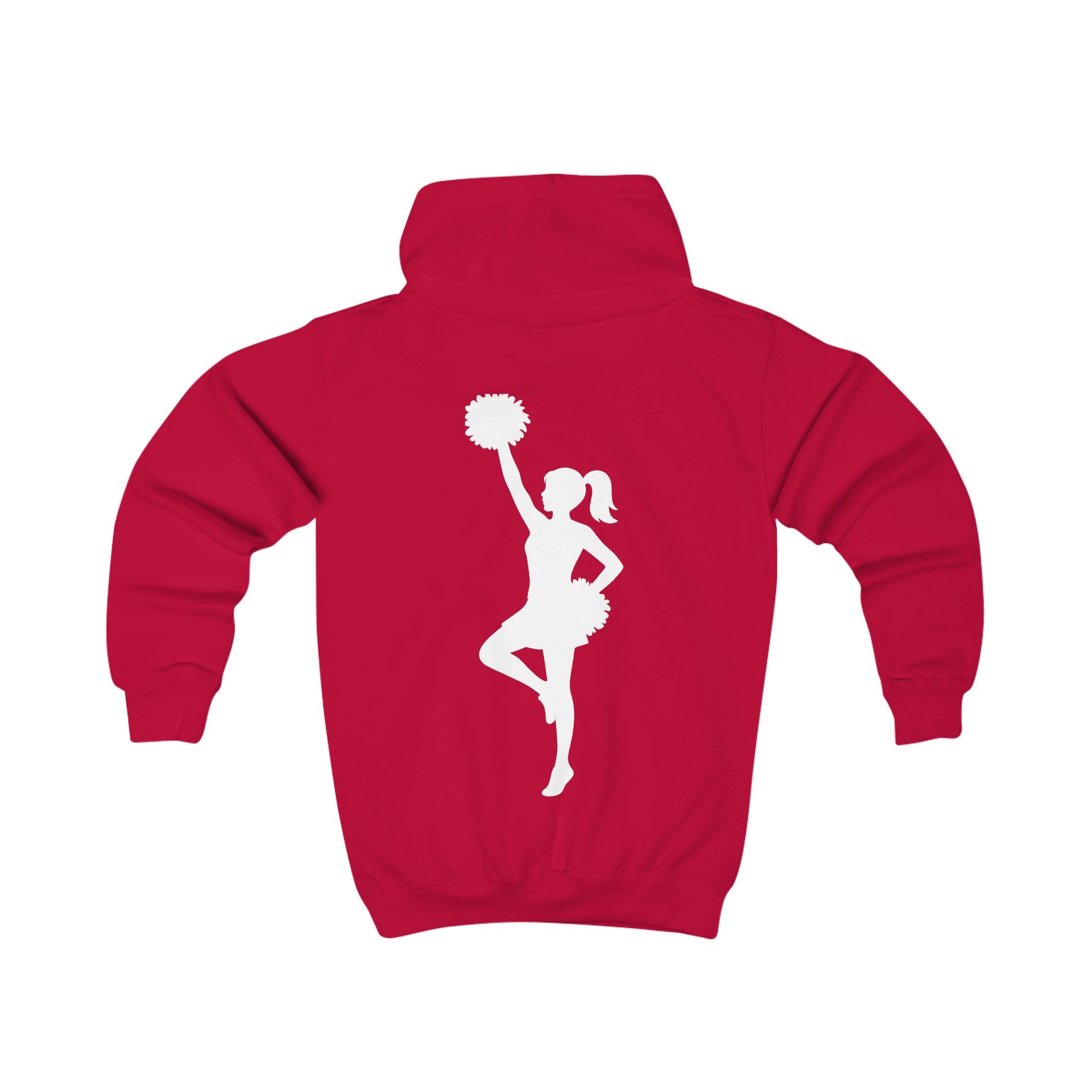Kids Cheer Hoodie with Pom-Pom Cheerleader Silhouette