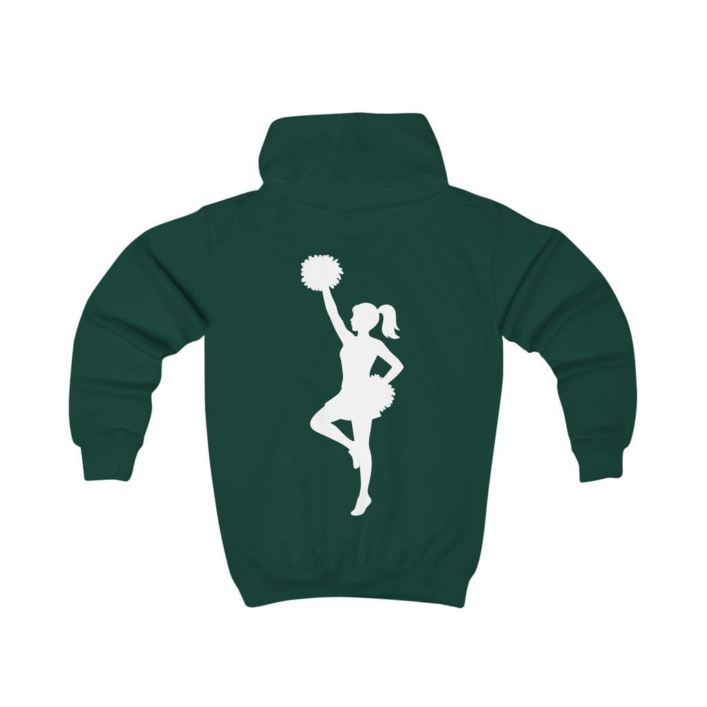 Kids Cheer Hoodie with Pom-Pom Cheerleader Silhouette