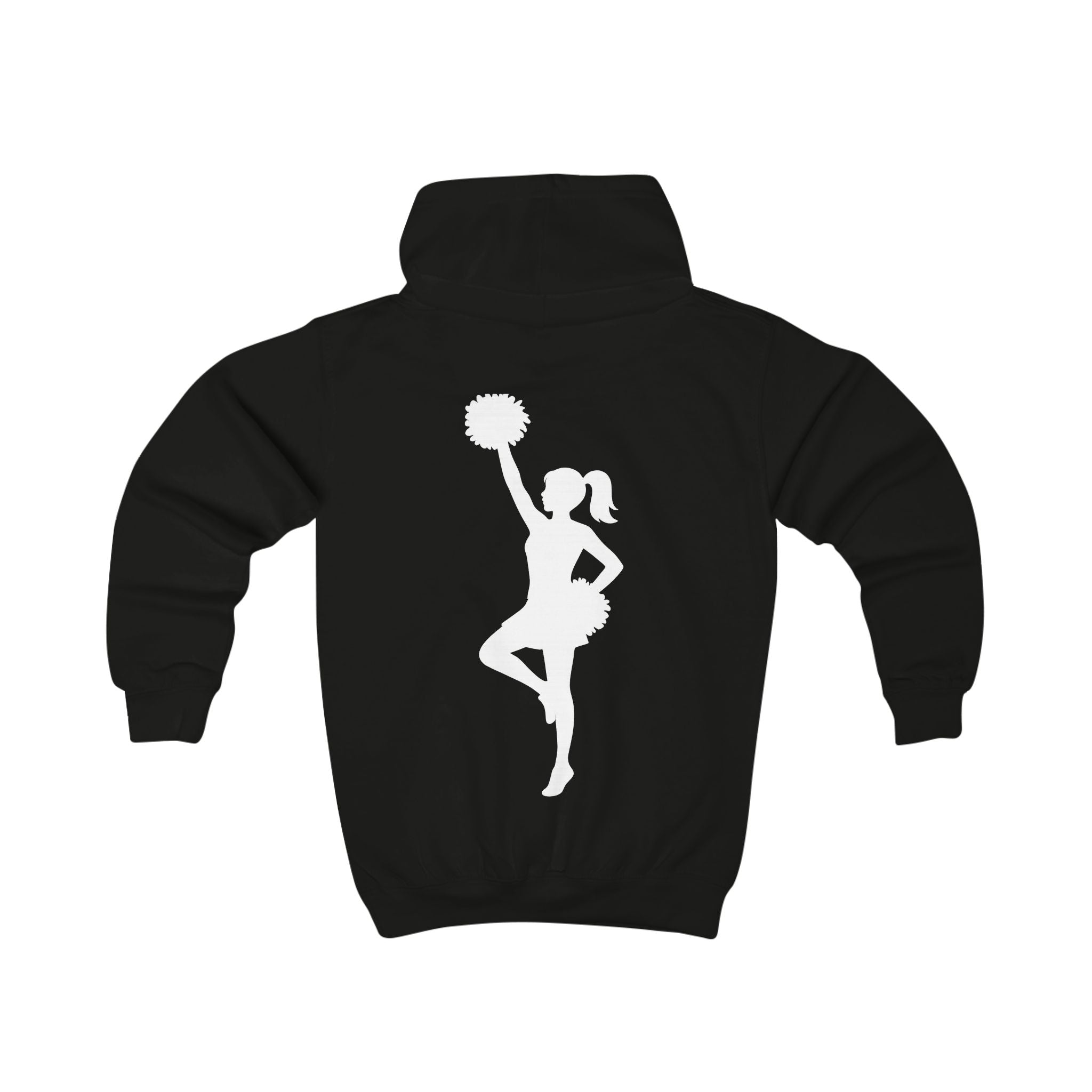 Kids Cheer Hoodie with Pom-Pom Cheerleader Silhouette