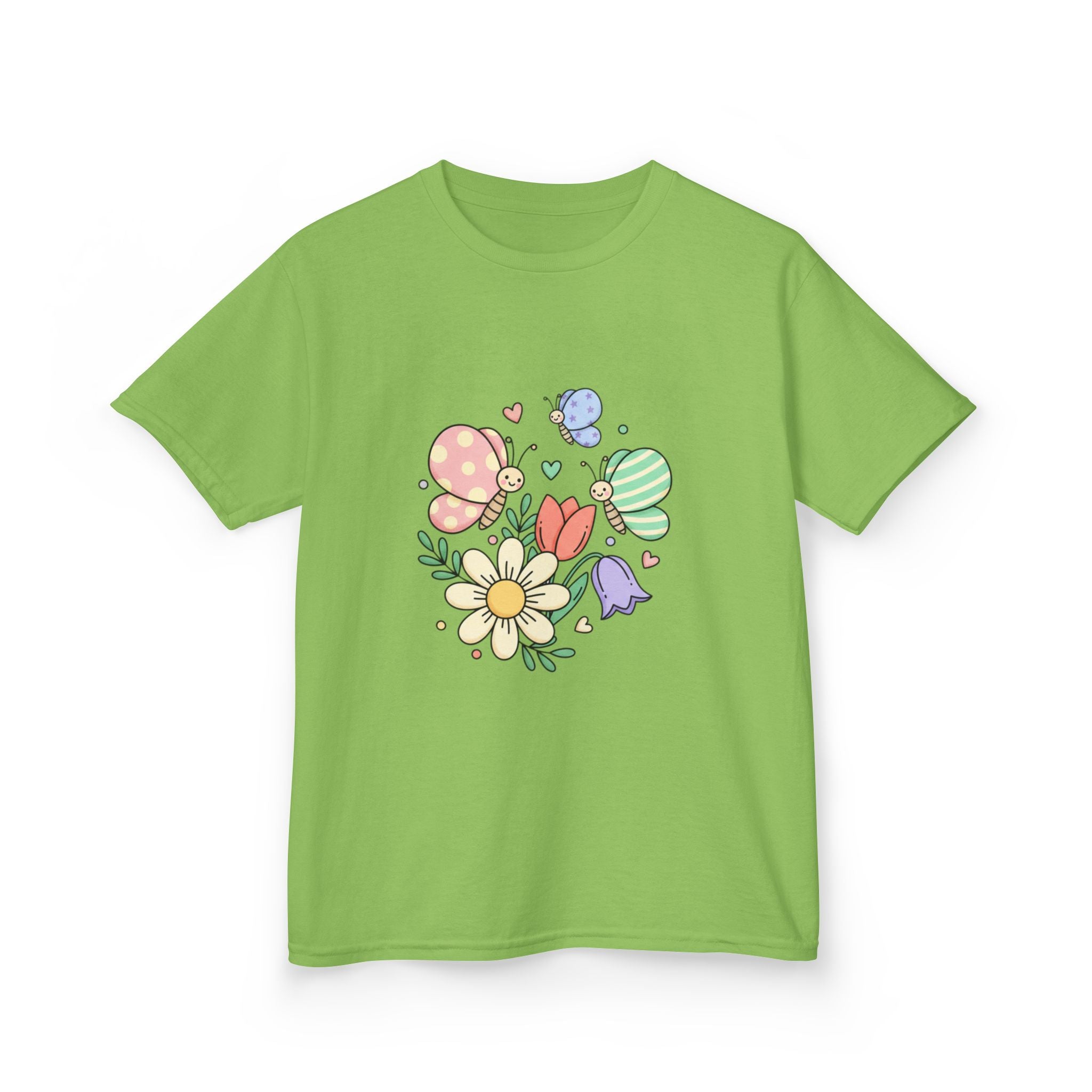 Kids Floral Butterfly Tee — Cute Pastel Flowers & Butterflies Personalized Shirt