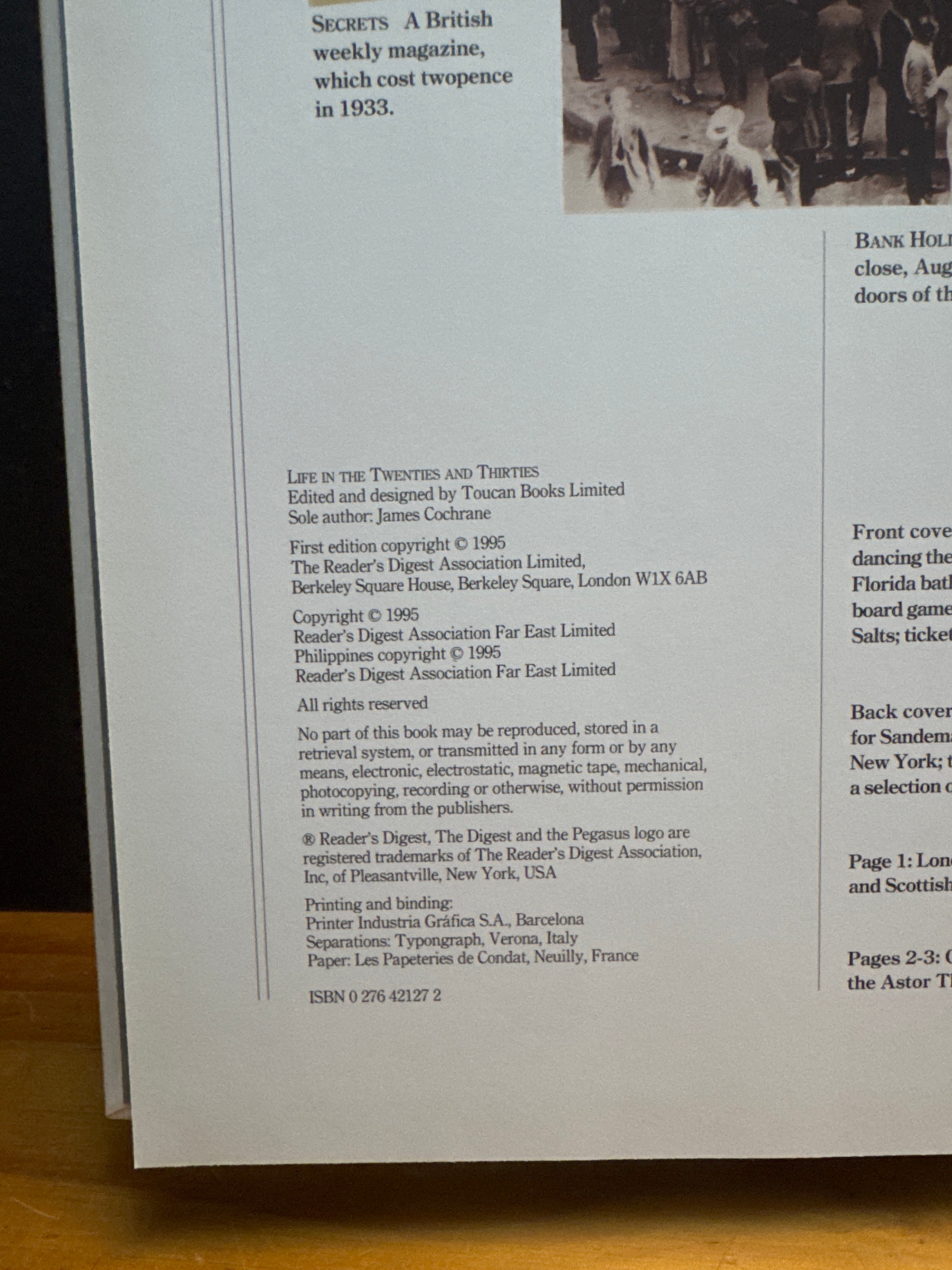 Reader’s Digest Journey into the Past, Life in the Twenties and Thirties, hardcover book