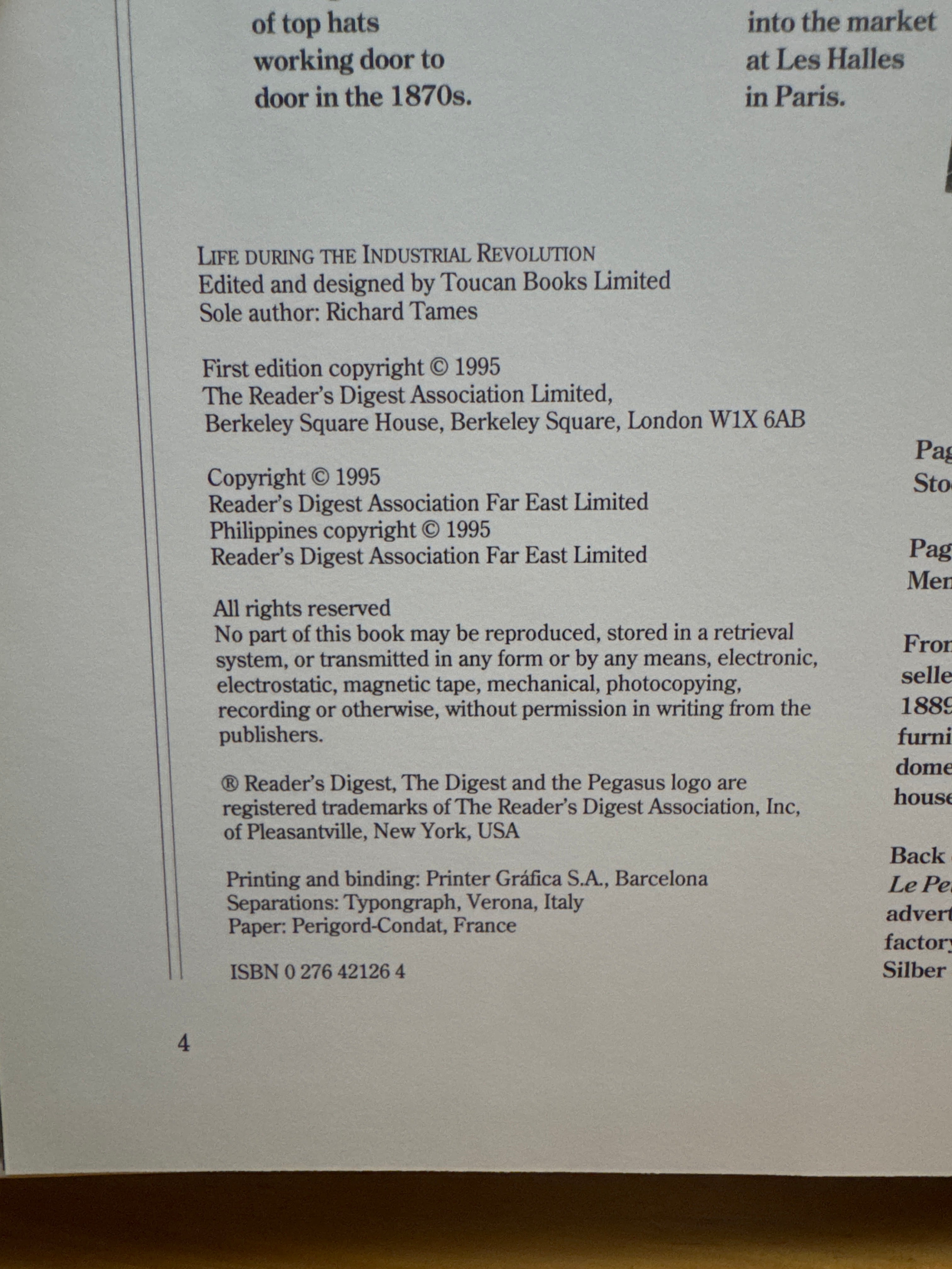 Reader’s Digest Journey into the Past, Life During The Industrial Revolution, hardcover book