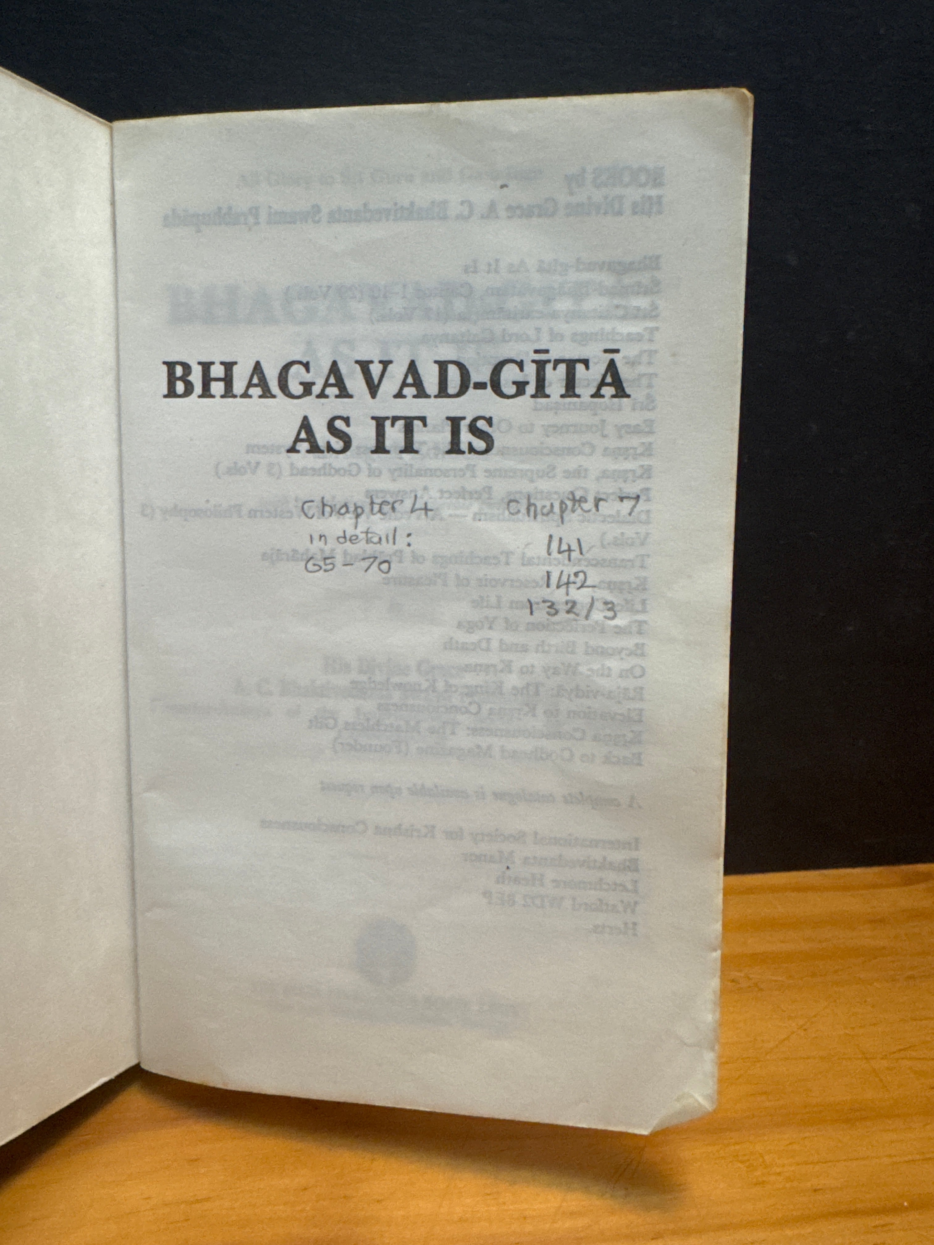 Bhagavad Gita As It Is, paperback book