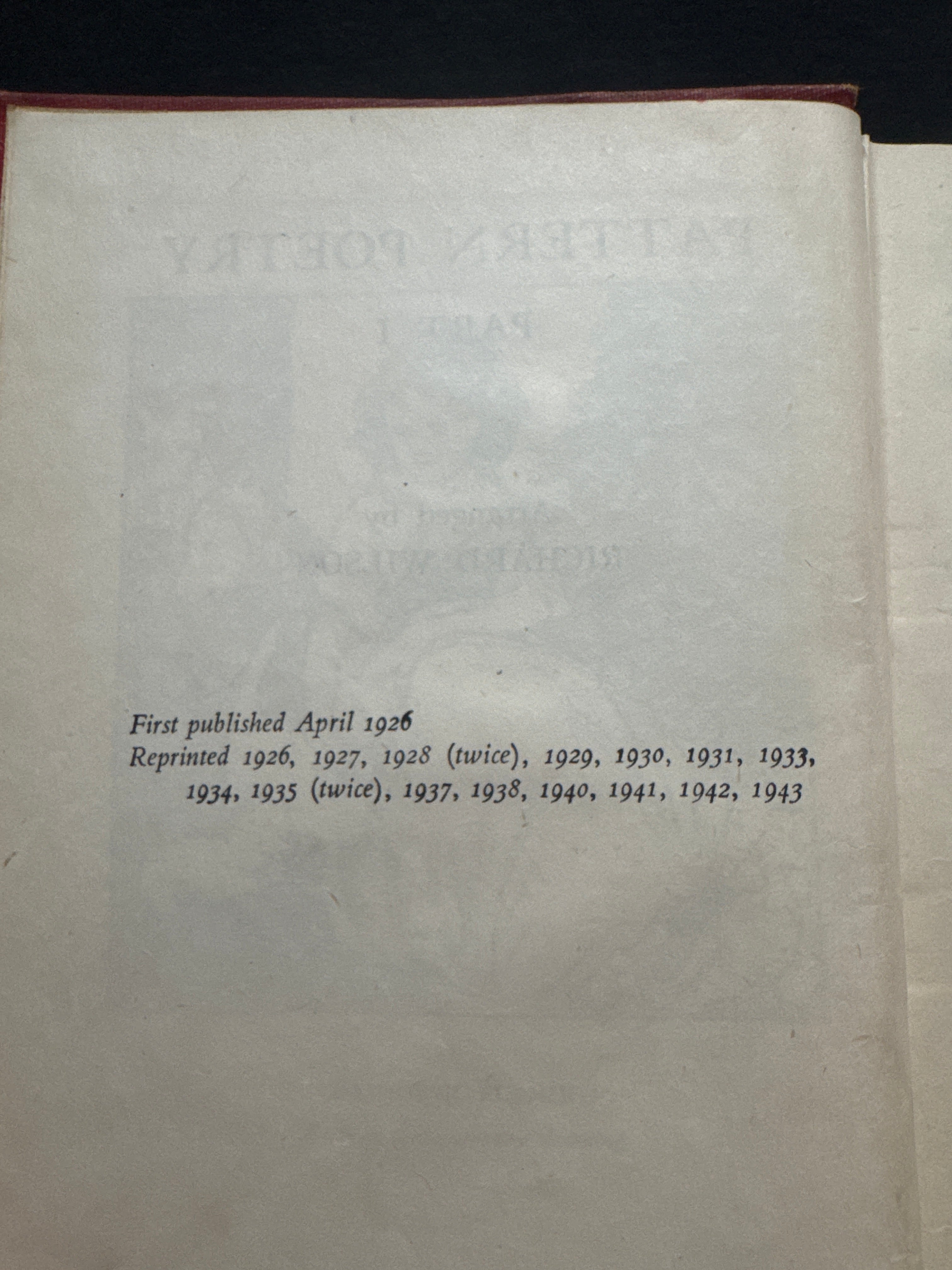 Pattern Poetry Part 1 Arranged by Richard Wilson hardcover book