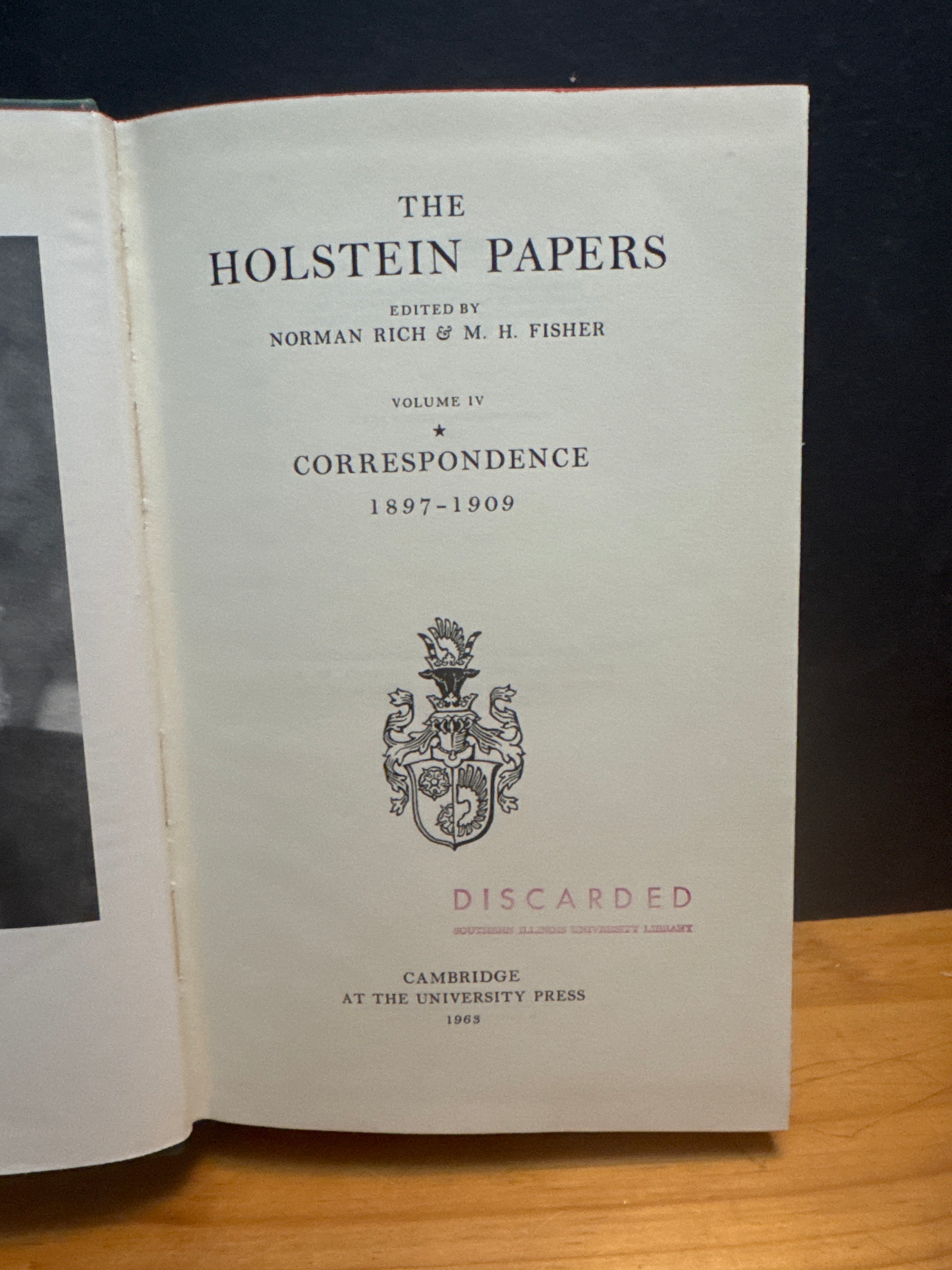 The Holstein Papers IV Correspondence, hardcover book