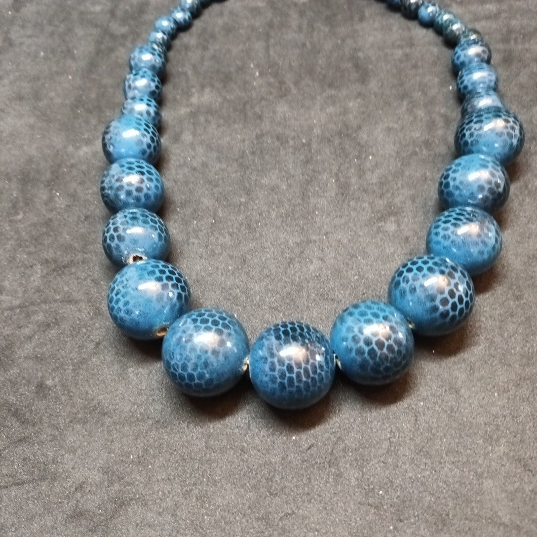 Betty Jackson Black Beaded Necklace Blue Black 20in