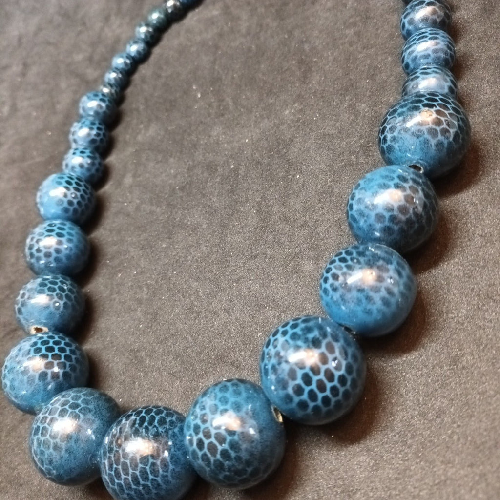 Betty Jackson Black Beaded Necklace Blue Black 20in