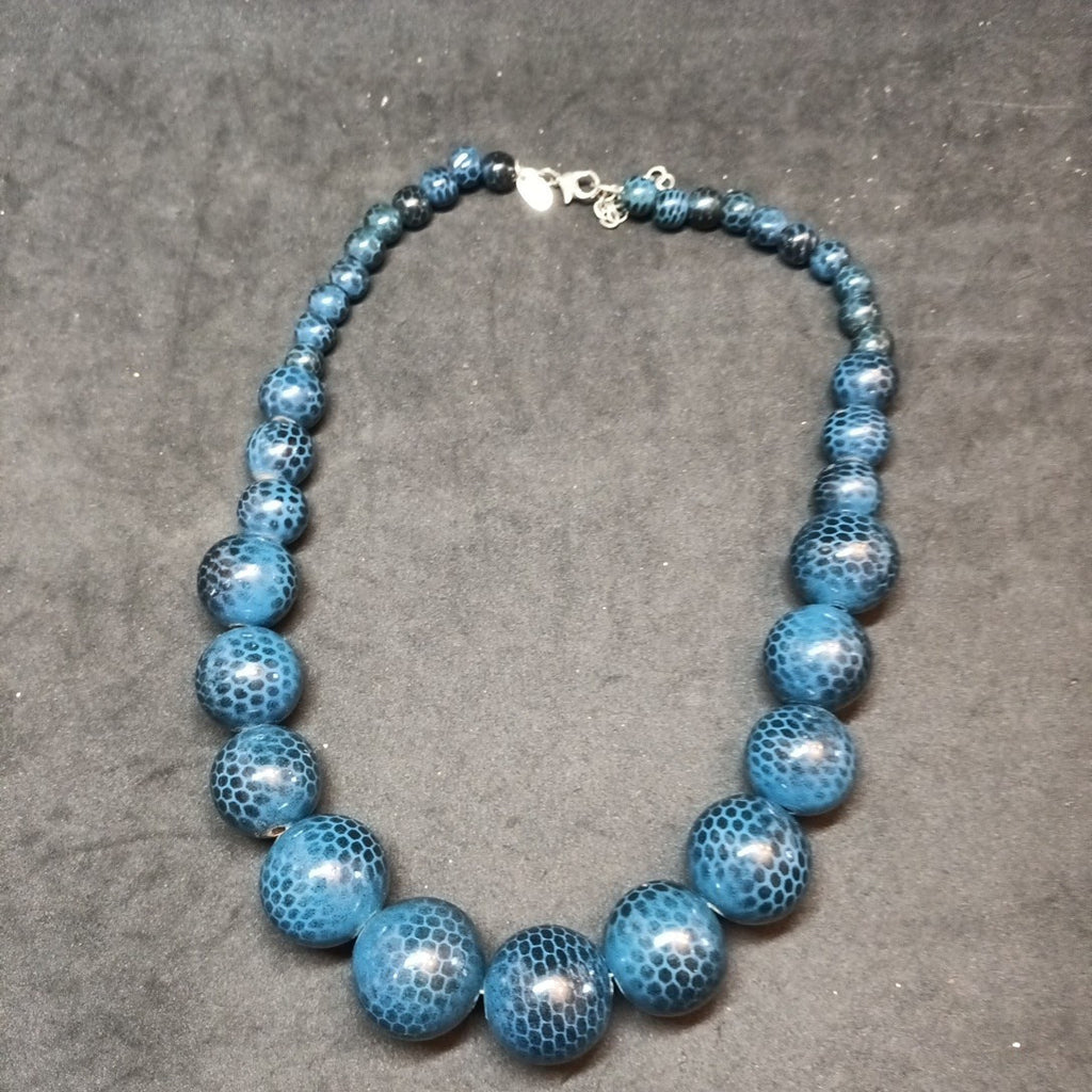 Betty Jackson Black Beaded Necklace Blue Black 20in